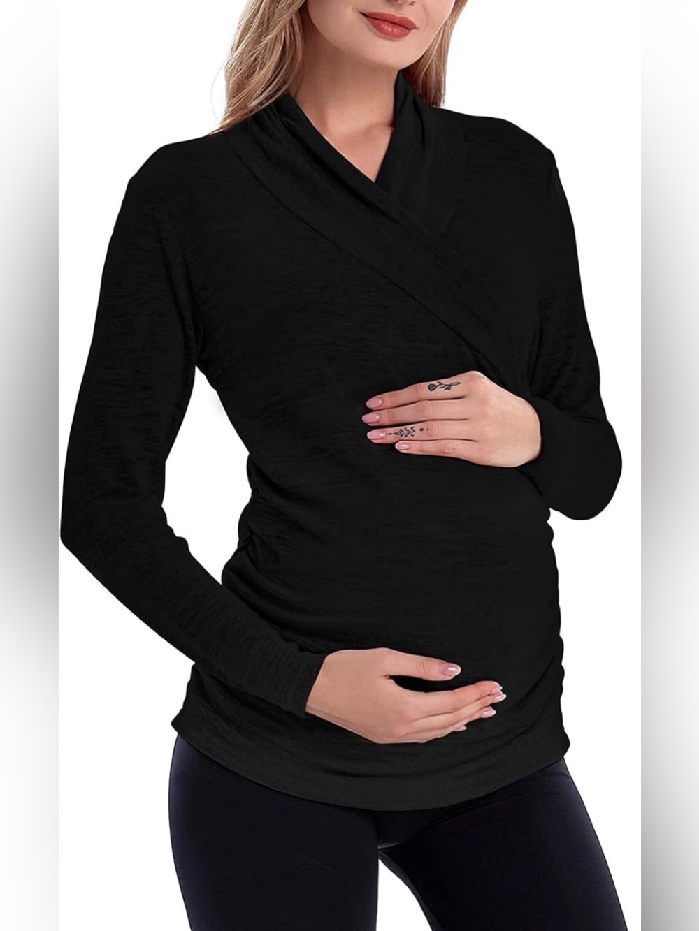 NET Women's Maternity / Pregnancy Sweater Lightweight Long SleeveBlack Medium